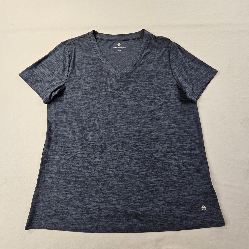 Stretch The Rules Blue Short Sleeve V-Neck Performance T-Shirt Women's L